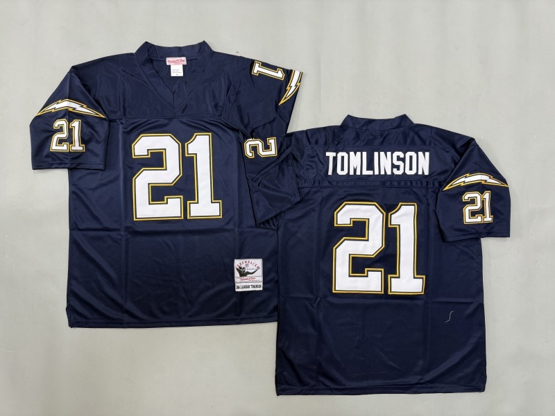 Men 2025 Los Angeles Chargers 21 Tomlinson blue Throwback Limited NFL Jersey style 001